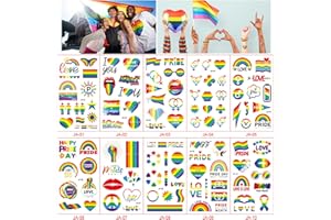 MTAAJIN 10 Sheets Pride Temporary Tattoos Rainbow Tattoo Stickers, Gay Pride Tattoo Stickers LGBT Pride Rainbow Tattoo Stickers Waterproof Gay Pride Accessories for LGBT Pride Parades Party Supplies