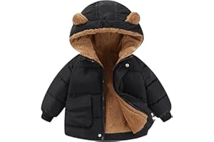 amiyan Baby Jungen Warm Steppjacke Baumwolle Winter Mantel Dicke Kinderjacke Winterjacke Flaum gefüttert Winter Kapuzenjacke mit Bärenohr Outerwear 1-6 Jahre
