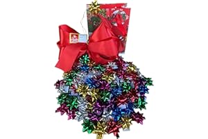 GMM Coccarde Stelle fiocchi adesive Confezione da 100 pezzi Multicolore Colori Metallici, Decorazioni Natalizie, Decorazioni ricorrenze.