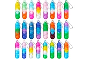 HOUT 24PCS Party Bag Fillers for Kids Unisex - Pop Popit Poppets ADHD Fidget Toys for Adults - Anxiety Relief Kids' Party Favours - Fidget Keyring Parties Bag Toys - Gifts for Students from Teachers