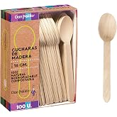 DON PALILLO - Set of 100 Disposable Wooden Spoons, 16 cm. 100% Natural, Ecological, Biodegradable