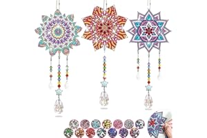 ODAPTO Craft Kits Gifts for 6 7 8 9 10 Year Old Girls Boy - Diamond Painting Arts Crafts for Kids 6-10 Year Old Boy Girl Gifts, Double Sided Crystal Suncatchers Art Wind Chime for Garden Window Decorations