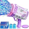 Sloosh Bubble Machine Gun, Light-Up Bazooka Rocket Shape Bubble Blaster Bubble Solution, Bubble Gun Toy for Kids Ages 4-8, Bubble Maker for Outdoor, Summer Toys Gifts, Party, Wedding, Easter (purple)