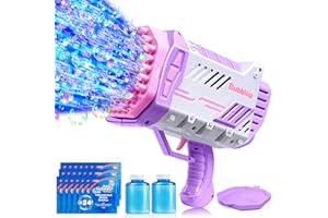 Sloosh Bubble Machine, Bubble Gun Toy for Kids Ages 4-8, Light-Up Bazooka Rocket Shape Bubble Blaster Bubble Solution, Bubble Maker for Outdoor, Summer Toys Gifts, Party, Wedding, Easter (purple)