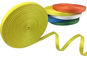 FIP CENTER Sangle polyester au mètre pour petit arrimage et manutention légère - Résistance 2 tonnes - largeur 25 mm - Vendu en rouleau (50 m, Jaune)