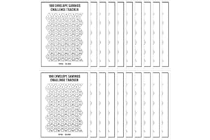 Jetec 100 Umschläge, Geldspar-Tracker, niedriges Einkommen, Budget, 100 Umschläge, Herausforderungs-Tracker, Finanzen, Bargeld, Geld sparen, Tracker für Männer und Frauen, 20 Stück