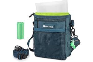 Ruoxzzsu Dog Treat Pouch with Silicone Snack Bag, Front Pocket with Zipper fits All Phones, Card, Mesh Pocket fits Dog Toys, Treat Bag with Dog Waste Bag, 3 Ways to Wear Walking Fanny Pack