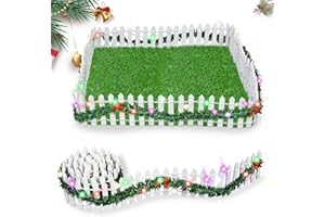 Johiux Wichtel Zubehör Weihnachten Miniatur Zaun Holzzaun,Wichtelhaus Weihnachtsdeko Beleuchtung Gartenzaun, Puppenhaus Mini Weihnachtszaun Mit Lichtern(100 cm x 5 cm)