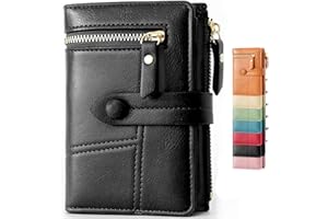 Lakpopya Geldbörse Damen 14×10cm, Geldbeutel Viele Fächer, Portemonnaie Damen PU Leder mit Münzfach (schwarz)