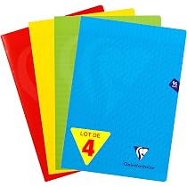 2 Cahiers Clairefontaine Mimesys A4 - 96 Pages Grands Carreaux - Papier 90 G - Couverture Polypro