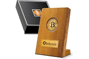 PYEF CRAFTS Bitcoin Moneta de Collezione con Esclusivo Supporto in Legno - Sterlina Oro Moneta Bitcoin - Scatola per Collezione de Cryptovaluta Bitcoin, Ethereum, Dogecoin, Cardano (Bitcoin)
