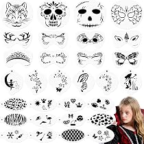 40 Plantillas Reutilizables Para Pintura Facial – Stencils Halloween, Carnaval Y Fiestas Infantiles