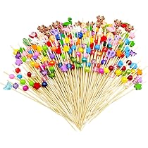 SZSMW 200 Pic Brochettes En Bois - Formes Et Couleurs Variées - Pour Apéros, Fruits, Fêtes - Biodégradable