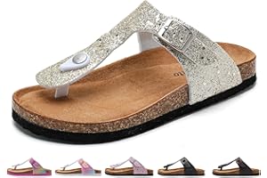 Torotto Zehentrenner Kinder Flip Flops Mit Kork Pantoletten Mädchen Jungen Hausschuhe Riemen Verstellbare Schnalle Rutschfeste Schlappen für Drinnen und Draußen