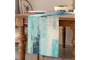 VELVHOM Tischläufer Blaugrün 40 x 140 cm Tischläufer Herbst Modern Wohnzimmer Tischdecke Boho Deko Tischläufer für Esszimmer Party Küche Tisch Drinnen Urlaub Dekoration