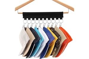 QUMENEY 1PC Cap Organizer Hanger Baseball Cap Holder with 10 Stainless Steel Clips for Closet Hats Socks Scarfs Tie Storage Over the Door for Travel Hotel Home Wardrobe