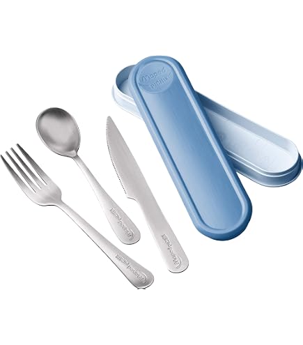 Koziol Set de couverts 3 pcs. Klikk Pocket, Couverts à emporter, plastique, Nature Wood