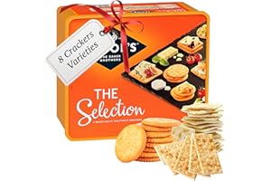 Cheese Biscuits Crackers Tub Multipack - 8 Different Selection of Delicious Biscuits for Cheese Cream Crackers Snacks 900g. Food Hamper for Cheeseboard, Birthday Gifts For Women with Topline Card