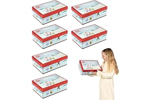 I LOVE FANCY DRESS Christmas Eve Box - Pack of 6 - Festive Cardboard Present Box Featuring Santa, Presents, Snowmen And Reindeer - Holiday Season Present Gift Box
