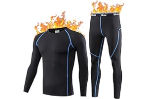 Ulicox Biancheria Intima Termica da Uomo Set Intimo Termico Traspirante Asciugatura Rapida Nero S-2XL
