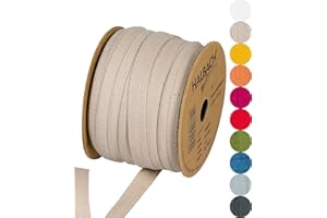 ‎HALBACH SEIDENBÄNDER Halbach Seidenbänder Baumwollband 10 mm x 30 m, Bänder zum Basteln als Meterware, Stoffband für Dekorationen, Webband 100% Baumwolle für DIY Handwerk, Schrägband für Näharbeiten, Farbe: linen, 24500