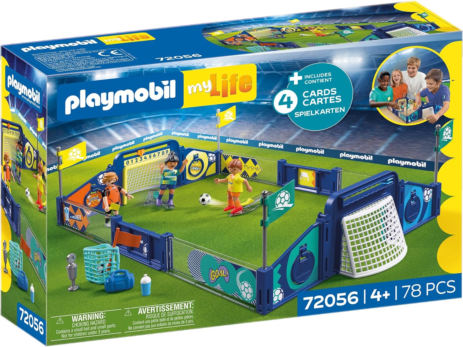 PLAYMOBIL | My Life | Fussball-Arena | Campo de fútbol con Mecanismo de Tiro y 2 porterías | Juguete de fútbol a Partir de 4 años | 72056