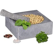 Mortaio E Pestello Relaxdays In Granito - 6.5x18.5cm, Per Pesto, Spezie E Cocktail - Foto 11