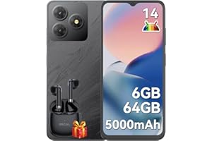 OSCAL Flat 2C Telephone Portable Android 14, 6Go+64Go/TF 2To, Écran 6.56" HD+ IPS, Octa Core, Batterie 5000mAh Smartphone Pas Cher, 13MP+8MP, Smartphone 4G Dual SIM/Face ID/GPS/2Ans De Garantie - Noir