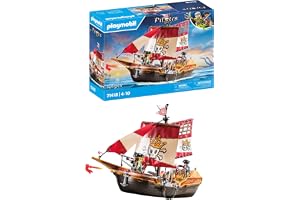 PLAYMOBIL 71418 Pirater: Liten Piratfartyg, spännande äventyr på de höga haven, komplett med omfattande tillbehör, roligt fan