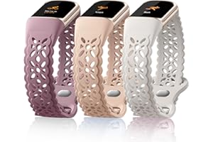 Epova Silicone Straps Compatible with Fitbit Charge 6 Strap - 3 Pack Floral Lace Soft Breathable Waterproof Adjustable Sport Replacement Wristband for Fitbit Charge 5 Strap for Women