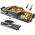 Skaiva 2 in 1 Multifunctional Indoor Grill and Hot Pot - Teppanyaki Barbecue Grill with Detachable Shabu Shabu Hotpot