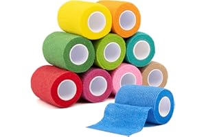 CAREHABI 10 Rollos Venda Cohesiva, 7.5cm X4.5m Venda Elastica Adhesiva, Vendas Autoadhesivas Deportiva Tape para Esguinces de Muñeca, Tobillo y Rodilla en Personas y Animales