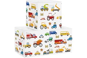 Clastyle Samochodowe pudełka do przechowywania dla dzieci, składane kosze do przechowywania na półki, dla chłopców, przedszkola, kosz na książki, ubrania, pudełko na zabawki, organizer, ciężarówka z