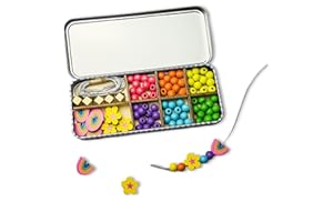 COTTON TWIST Kids Rainbow Bracelet Making Craft Kit - Children Creative Beading Jewellery Designing DIY Play Set with Tin - Suitable for 3-8 Years