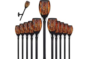 CEPEWA Lot de 12 torches solaires à LED - Environ 58 cm - Support mural