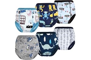 FLYISH DIRECT Calzones de Entrenamiento 100% algodón, Braguitas de Aprendizaje para niños, Pantalones de Entrenamiento bebés Absorbente, Lavable y Reutilizable, 6 Pares