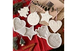 CPKONUUIP Silikonformen Gießformen Weihnachten, DIY Silikonform Weihnachten Anhänger, Gießformen silikon weihnachten, Epoxidharz Formen Tannenbaum Stern, Liebesherz, Kugel, für Weihnachtsdeko Handwerk (B)