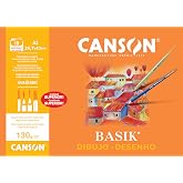 Canson Basik Drawing, White Drawing Paper, Fine Grain, 130gsm, Minipack, A3-29.7x42cm, Natural White, 10 Sheets
