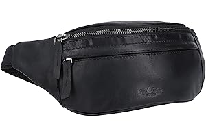 Gusti Gürteltasche Leder | Bauchtasche Leder Damen, Herren, Unisex | Hochwertige Gürteltasche, Echtleder, Bauchtasche Schwarz, Verstellbarer Gurt, Robuste Hüfttasche
