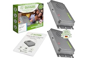 ISOTRONIC – 2er Set Mäusevertreiber mit Ultraschall gegen Mäuse & Ratten | batteriebetriebener Mäuseschreck für Keller, Dachböden, Garagen UVM. | tierschonend & sicher | 40 m² Wirkungsbereich
