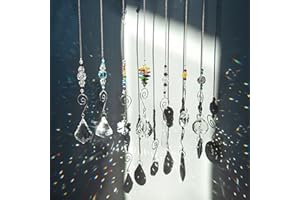 H&D HYALINE & DORA 7 pezzi cristallo arcobaleno acchiappasole catena di vetro appeso Fengshui ciondolo per finestra, giardino