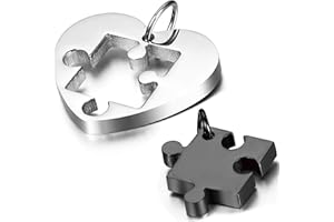 OIDEA Collana per Coppia Lovers Collana in Acciaio Inox con Pendente Puzzle Cuore Regalo per Amante,Colore a Scelta(1 Coppia)…
