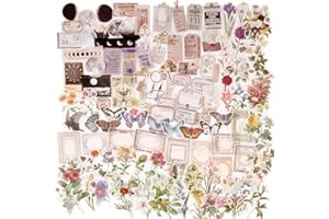 BHGT 220 Pz Adesivi Decorativi Scrapbooking Vintage Washi Decoupage Stamperia Fiori Farfalla Luna Foglie Decorazione Album Calendario Cartolina d’auguri Biglietti Fai da Te