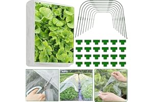 YLLUUOE Garden Netting Kit,3X10M Fine Mesh Barrier Netting with 8PCS Garden Hoops ＆ 24 Clips,Bug Netting Raised Beds Row Cover Protect Vegetables Plants Flowers from Pests Insect Bird,Easy Assembly（有专利）