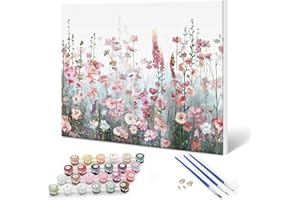 SUMGAR Malen nach Zahlen Blumen Erwachsene Bunt DIY Öl Leinwand Gemälde Set für Anfänger Senior Acrylic Malen Malerei Heimwerk 40x50cm mit Rahmen für Weihnachten Paar Freund Geschenk