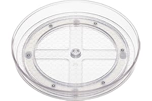 Amazon Basics Clear Lazy Susan Turntable Organiser, 22.9 cm, 2-Pack