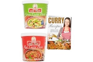 CUCINADA Mae Ploy Thai Green & Red Curry Paste (400 g x 2) with Recipe Leaflet - Thai Red and Green Curry Paste for Home meals and Caterers