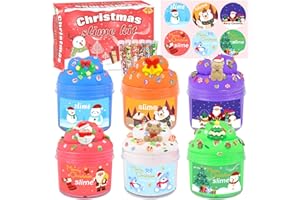 JAMDESDW Christmas 6 Pack Butter Slime,Toys Kit Xmas Gifts,Birthday Classroom Rewards Party Favors for Girls Boys 6-12,Christmas Stocking Stuffers for Kids,Slime Advent Calendar 2024