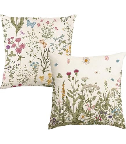 AVOIN Colorlife Juego De 2 Fundas De Almohada Decorativas De Lino Con