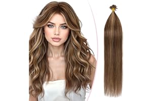 SEGO Pro Extension Capelli Veri Cheratina 35cm 25 Ciocche #4/27 Marrone Medio/Biondo Scuro Capelli Umano U Tip Remy Human Hair Balayage (20g)